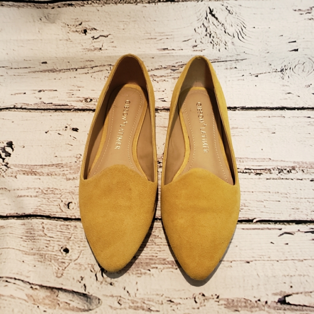 Gibson Latimer yellow sheep leather suede slip on flat # 7